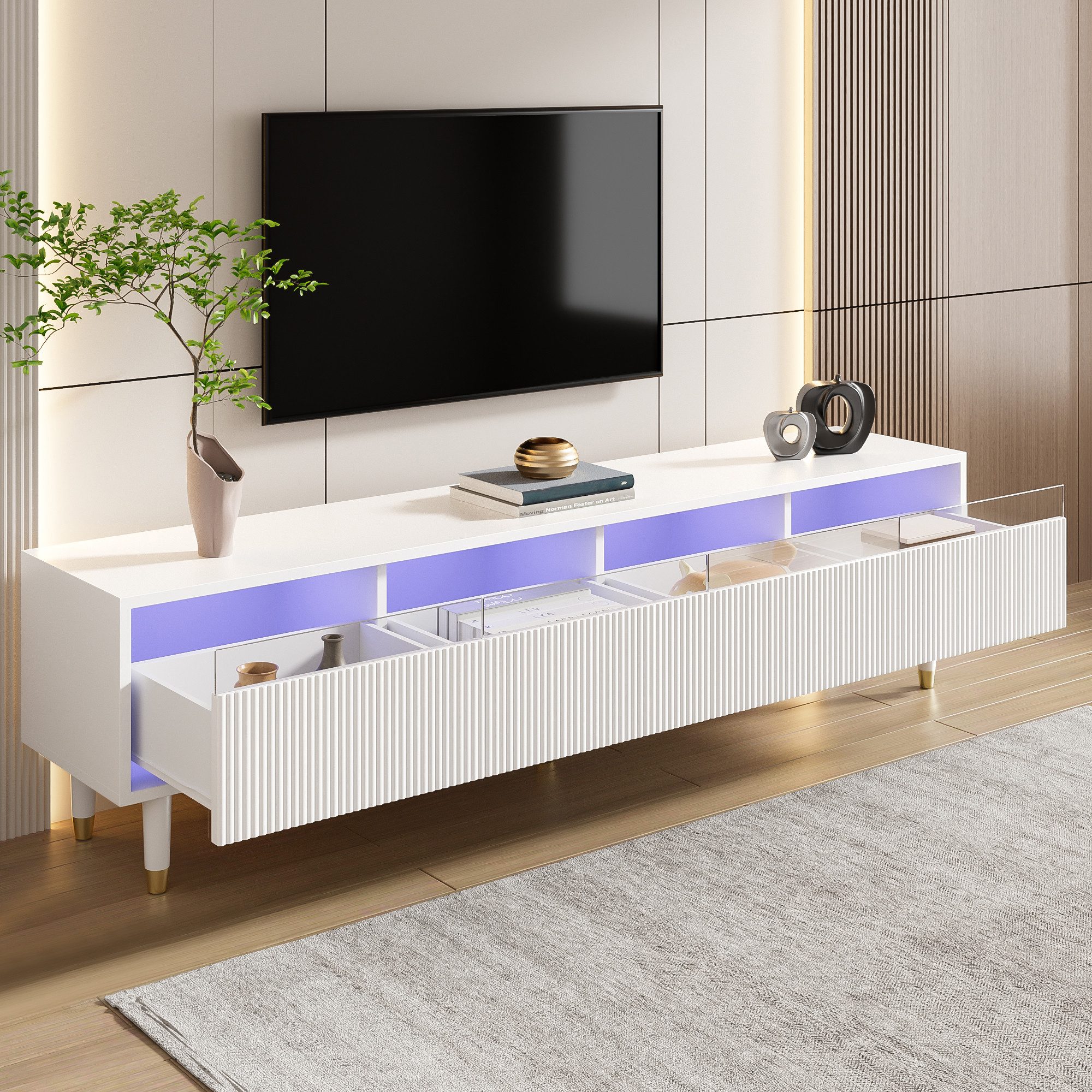 REDOM Lowboard in Holzoptik mit Acrylfronten günstig online kaufen