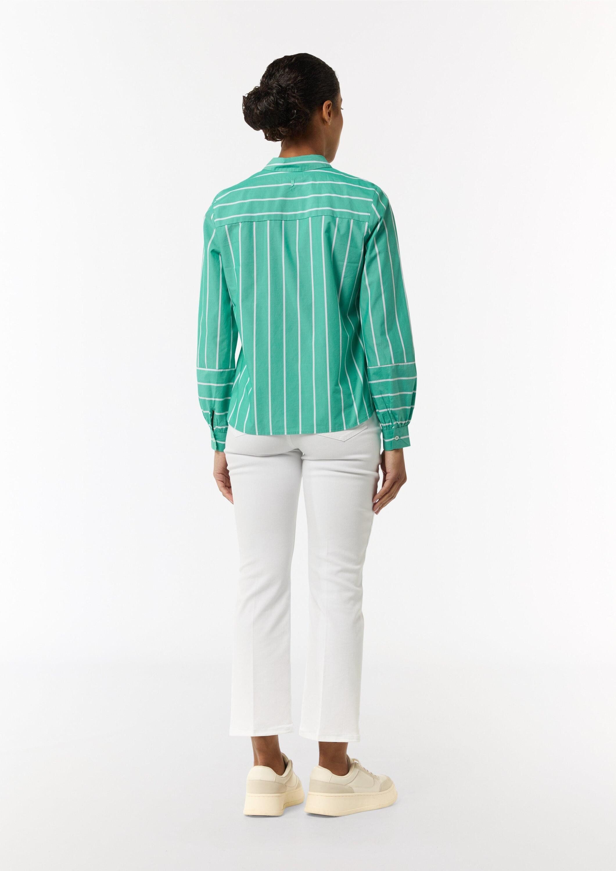 comma Langarmbluse Bluse Gestreifte Hemdbluse mit Manschetten und Teilungsnaht