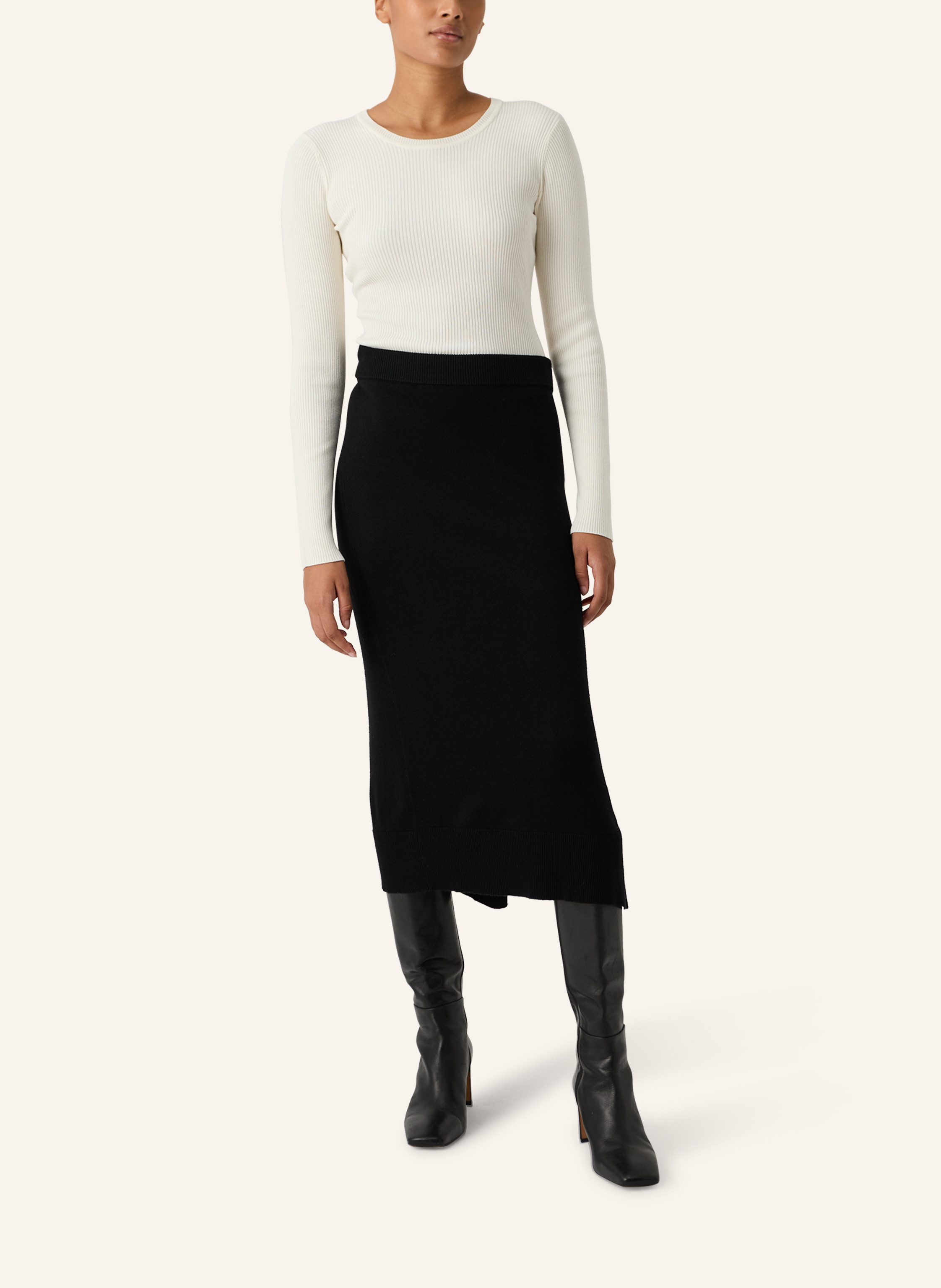 Les Lunes Sommerrock Liia Elastischer Taillenbund, fein gerippter Saum, eleganter Seitenschlitz