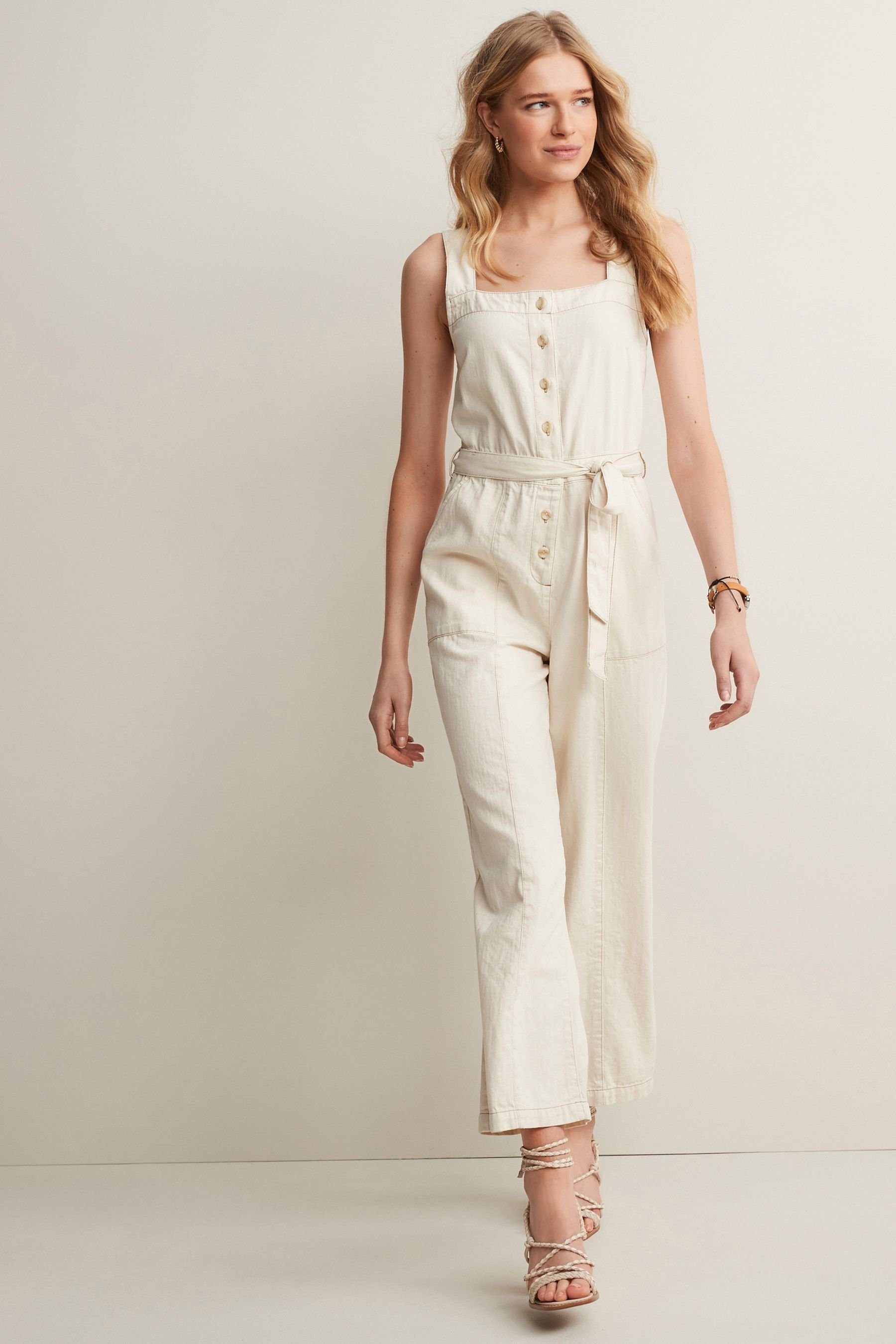 Next Jumpsuit Durchgeknöpfter Overall mit weitem Bein (1-tlg)