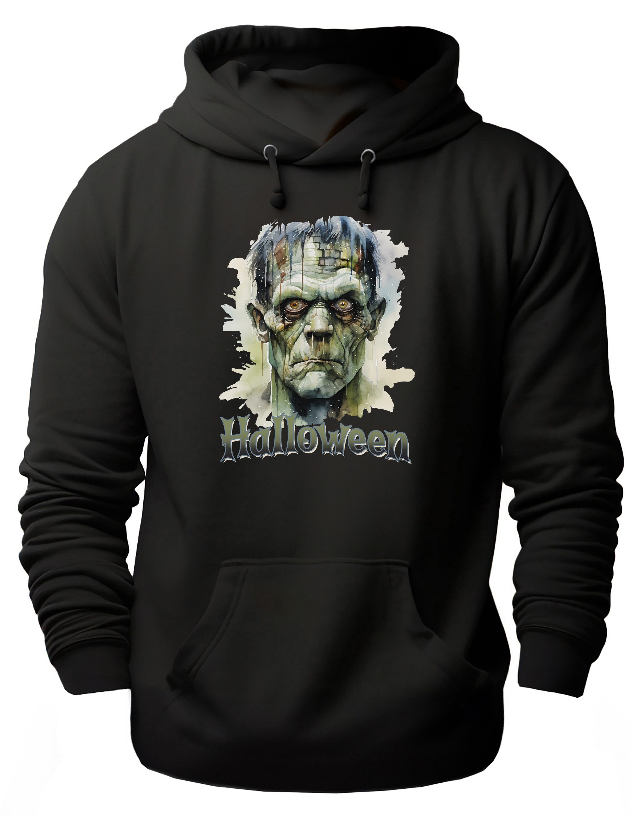 MyDesign24 Hoodie Halloween Kapuzen Pulli - Frankenstein Gesicht Herren und Damen Kapuzensweater - Halloween Hoodie i393
