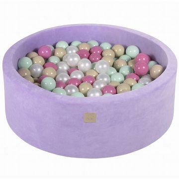 MeowBaby Bällebad Bällebad für Kinder und Babys - Velvet Lilac - Bällchenbad, (Bällebad mit 200 Bällen), Rundes Kugelbad 90x30cm mit 200 Bunten Bällen, waschbarer Bezug