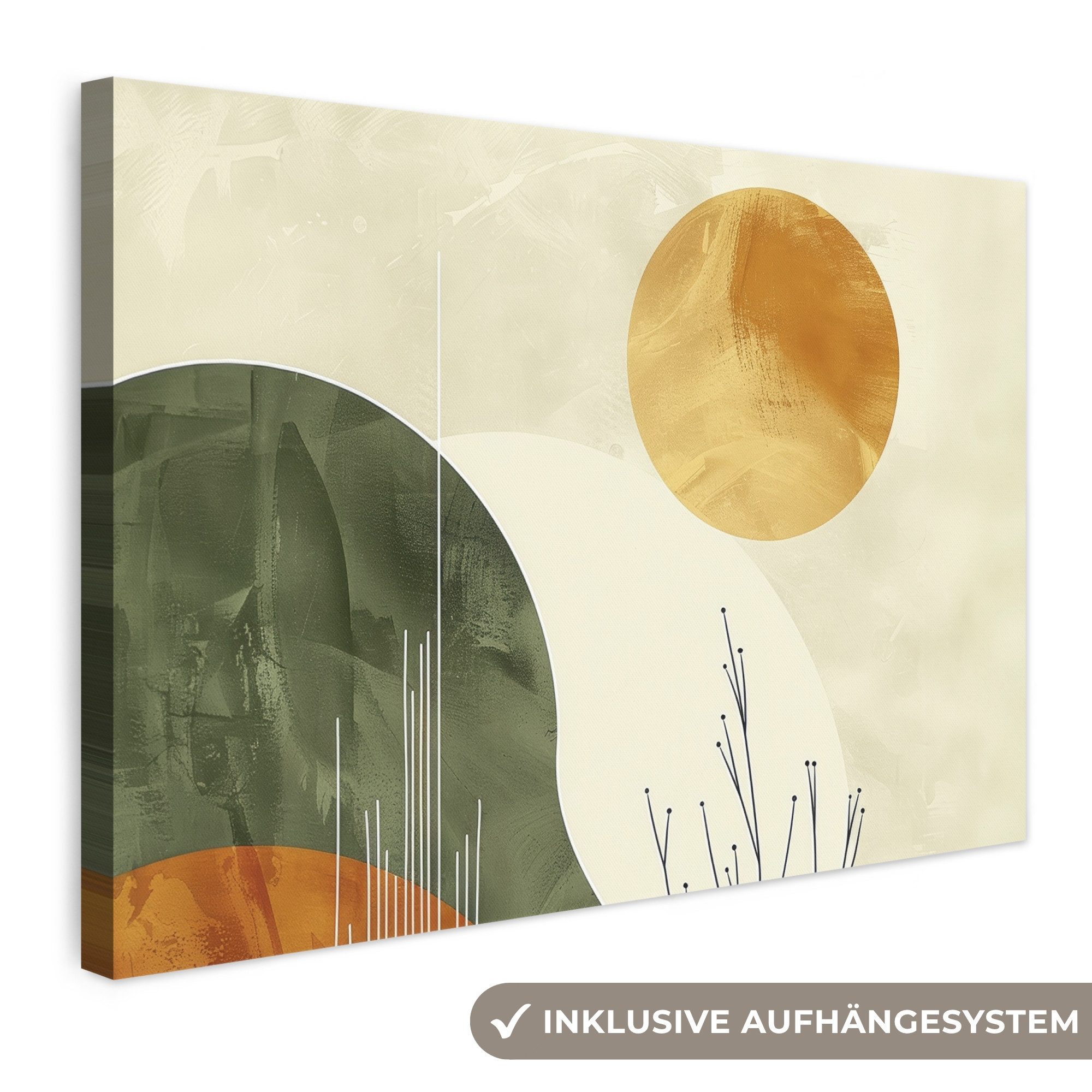 OneMillionCanvasses® Leinwandbild Abstrakt - Landschaft - Sonne - Kunst, Fotodruck (1 St), Leinwand Bilder Klein, Wand Dekoration Aesthetic 30x20 cm