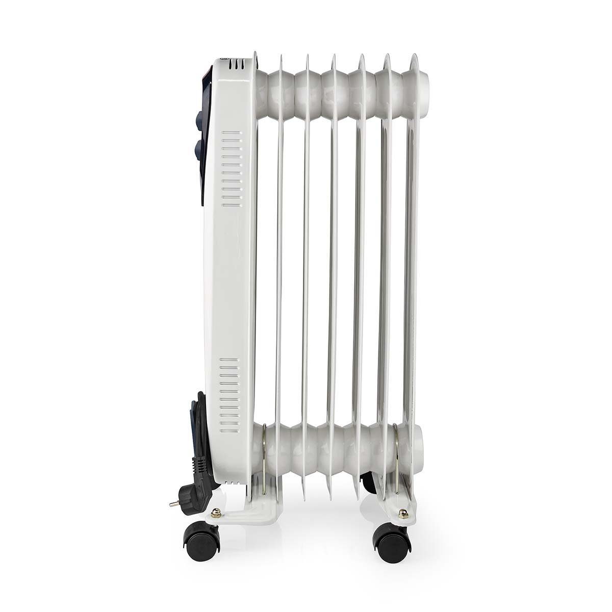 Nedis Ölradiator Mobiler Öl Radiator Elektro Heizung Ölheizkörper Thermostat 1500W, 1500 W, Überhitzungsschutz, Stolperschutz, Kontrollschutz