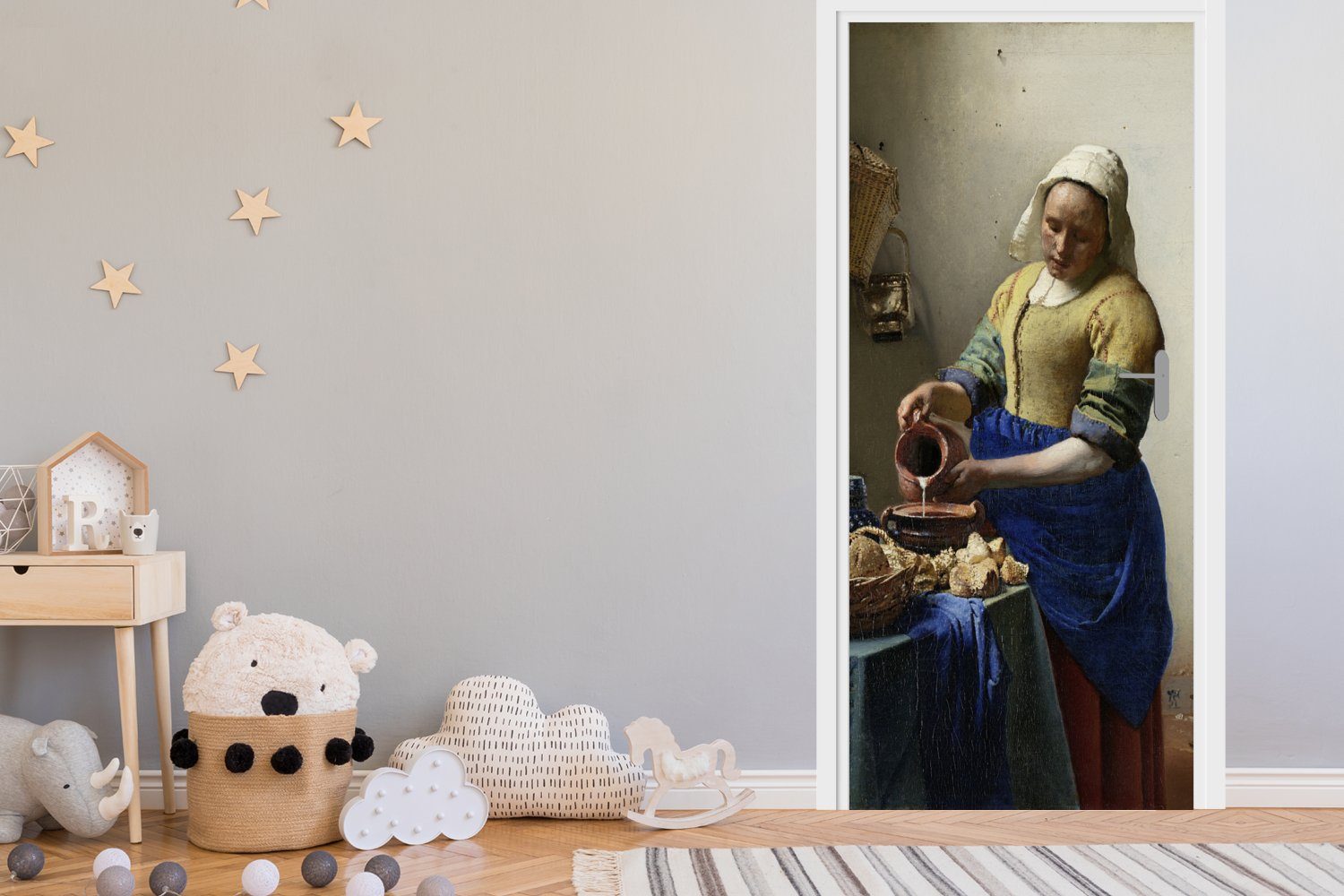 MuchoWow Türtapete Das Milchmädchen St), - Türaufkleber, Matt, (1 Johannes Fototapete 75x205 cm Vermeer, für bedruckt, Tür