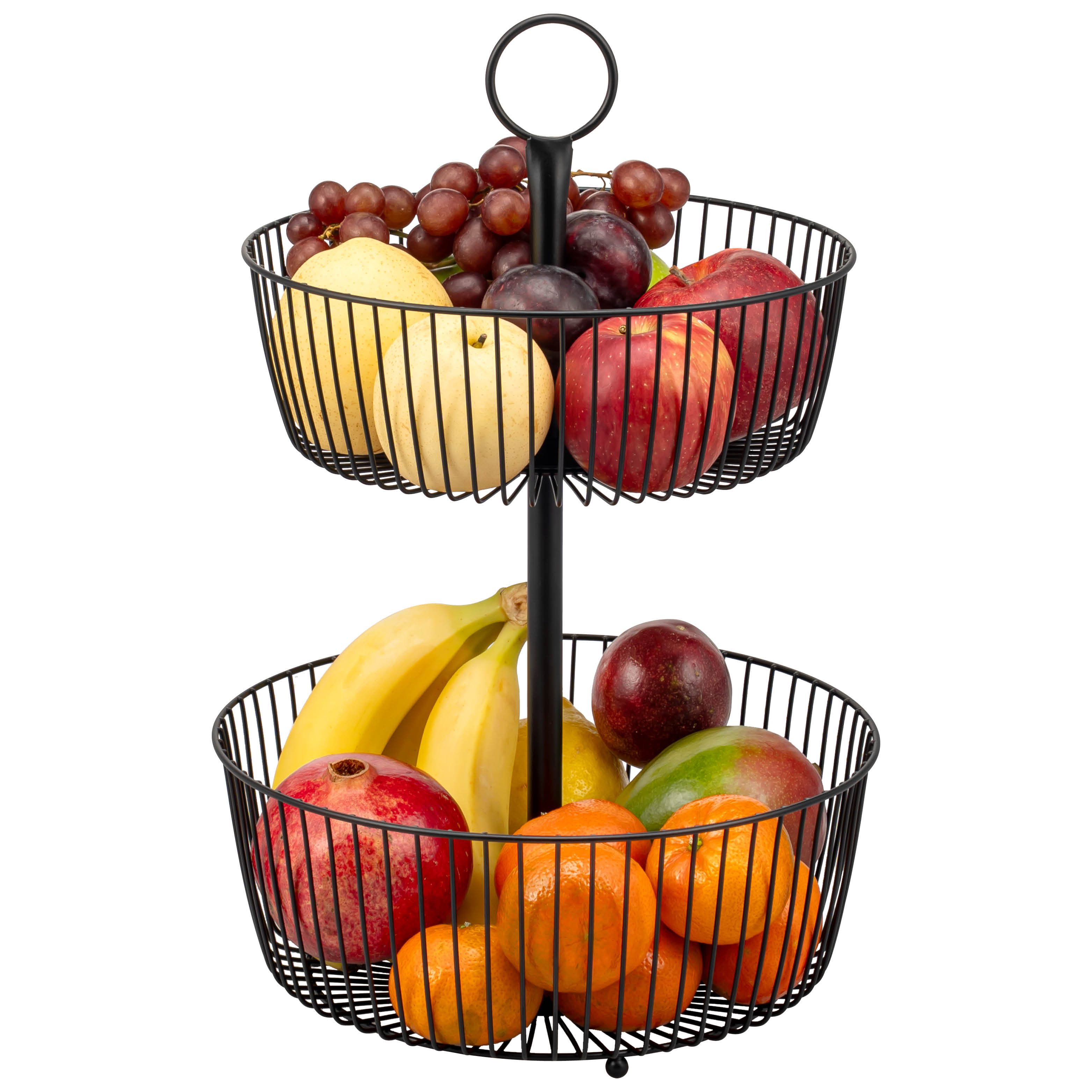 eluno Obstschale 2-stöckig, rund aus schwarzem Metall, Metall, (1-tlg)
