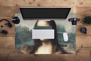 MuchoWow Gaming Mauspad Mona Lisa - Leonardo da Vinci - Gemälde (1-St), Büro für Tastatur und Maus, Mousepad Gaming, 90x60 cm, XXL, Großes