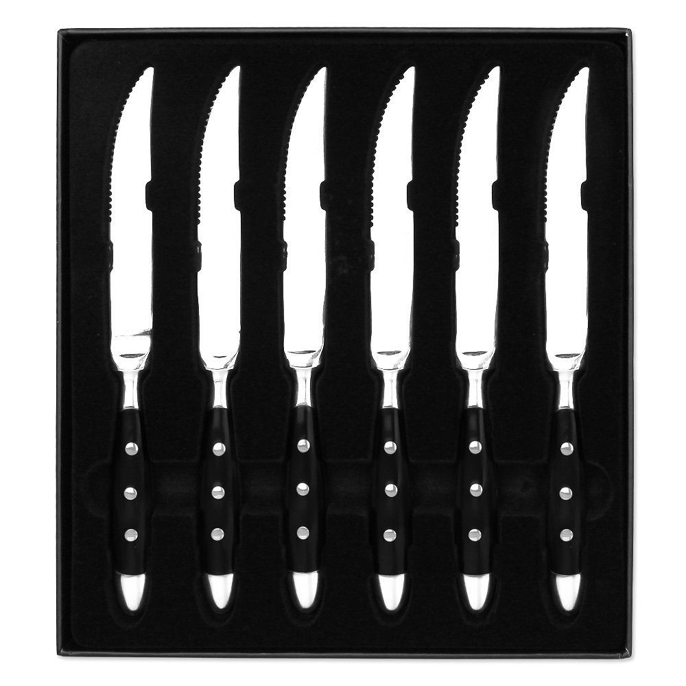 Michelino Steakmesser Set 6-teilig "Brüssel" - Grillmesser Edelstahl (6 Stück)
