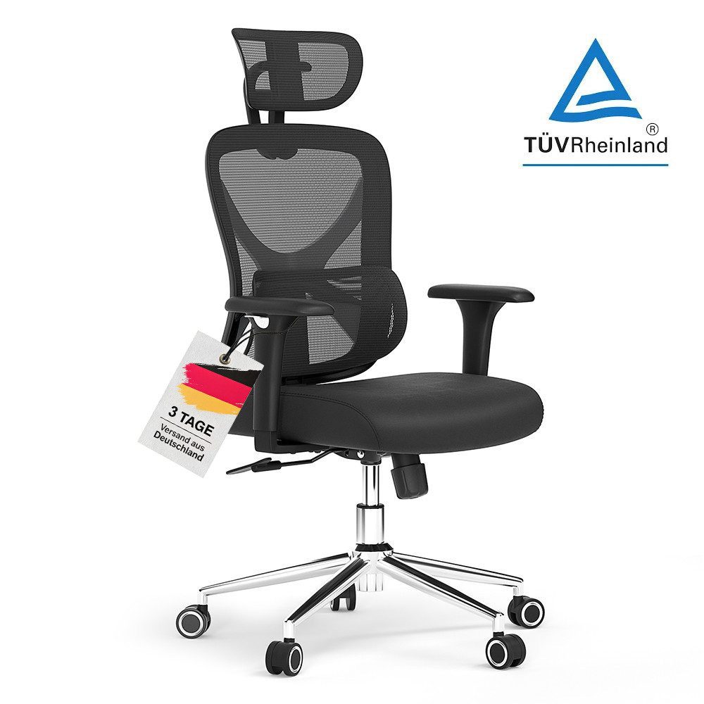 ACGAM Bürostuhl Ergonomisch Schreibtischstuhl, 90–130° verstellbare Rückenlehne, atmungsaktives Netzgewebe, Sitzfläche aus Memory-Schaumstoff