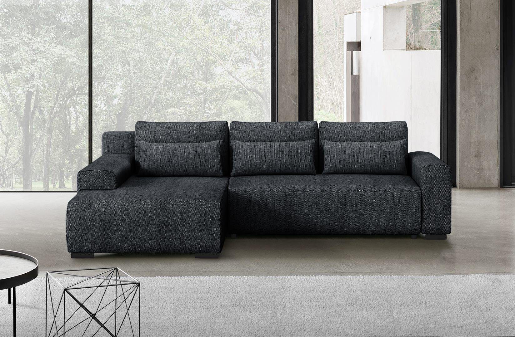 Beautysofa Ecksofa Benny, inkl. Schlaffunktion, Bettkasten, Wellenfedern, stilvoll Polsterecke im modernes Design, L-förmiges Corner Sofa aus Cordstoff