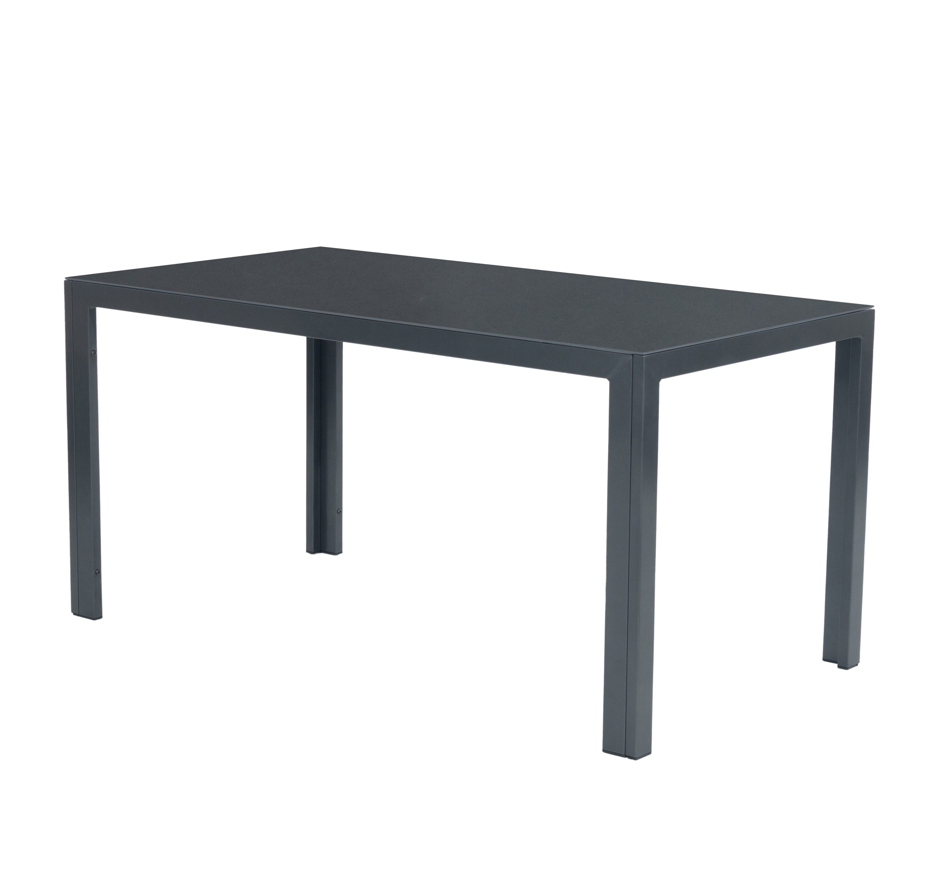 MANDALIKA Garden Gartentisch Dining Tisch Luna 150x80x74 cm mit Dekorglas in Steinoptik