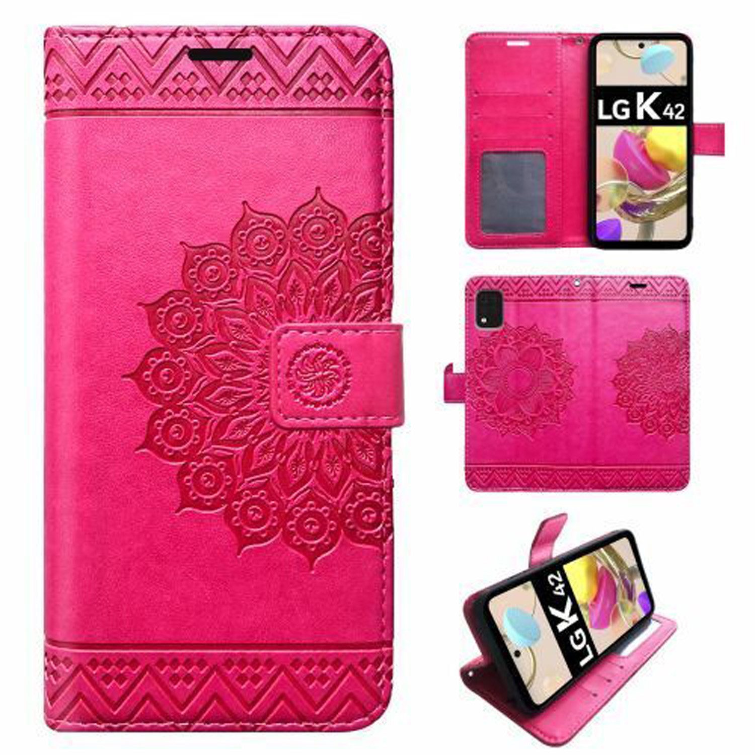 betterfon Handyhülle Handytasche für LG K42 Klapphülle Flip Case Pink, Wallet Case mit Kartenfächern Magnetverschluss und weicher Innenhülle