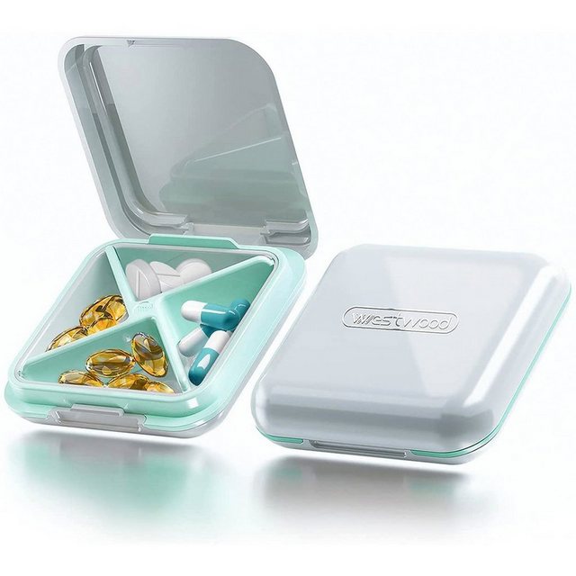 BEARSU Medizinschrank »Tablettenbox 4 Fächer Tragbar Abnehmbare Pillendosen Wasserdichte Medikamentenbox für Reise & täglichen Gebrauch( Wei)« (1-St)