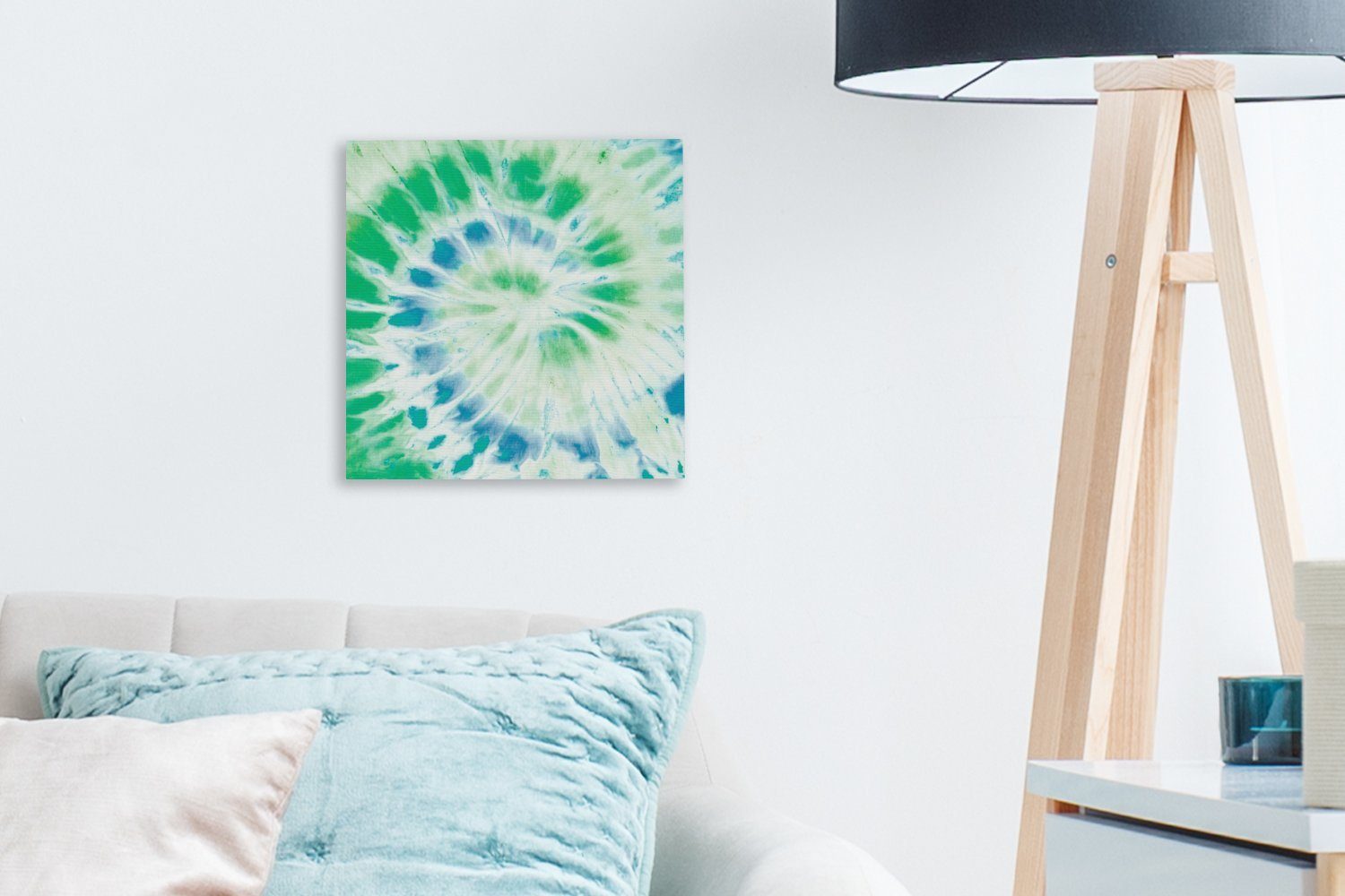 OneMillionCanvasses® Leinwandbild (1 Leinwand St), - Krawattenfärbung Bilder Wohnzimmer - Sommer Grün, für Schlafzimmer