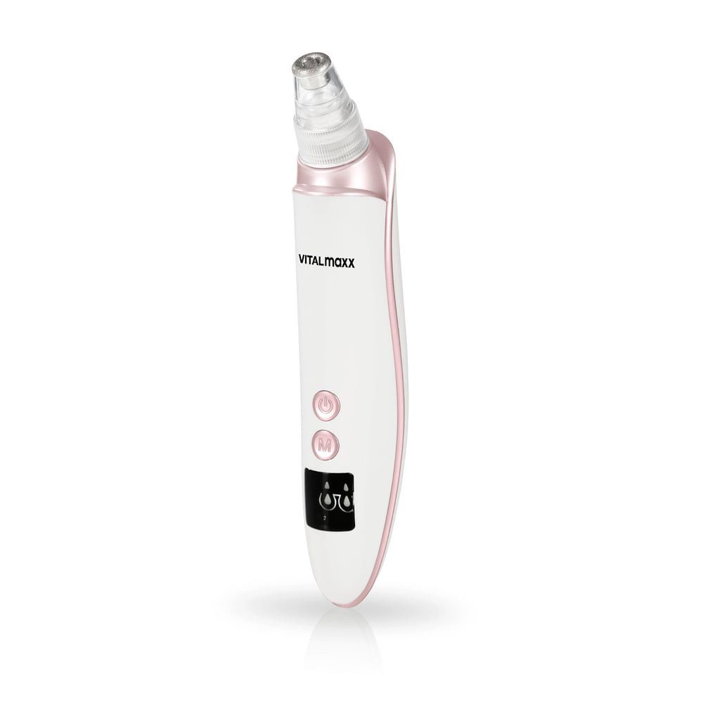 VITALmaxx Porenreiniger Professional, 6 Aufsätze 3 Intensitätsstufen, Mitesserentferner Akne-Entferner Extrahieren statt Ausdrücken