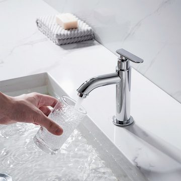 aihom Waschtischarmatur Badezimmer-Kaltwasser-Waschtischmischer Verchromt Gast-WC-Mischer