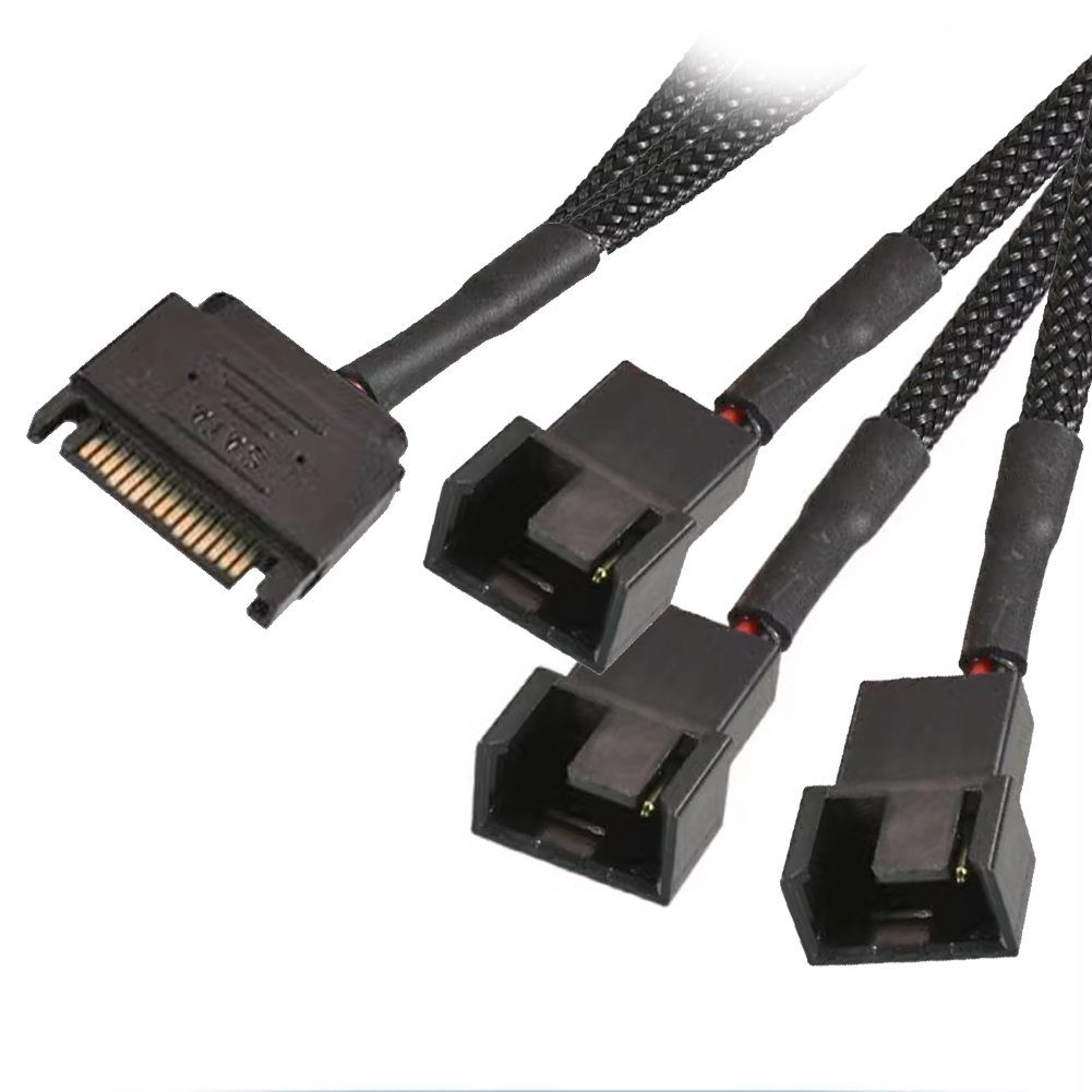 P03 SATA Stecker zu 3p/4p Adapterkabel 3x Verteiler Computer PC Lüfter Computer-Kabel