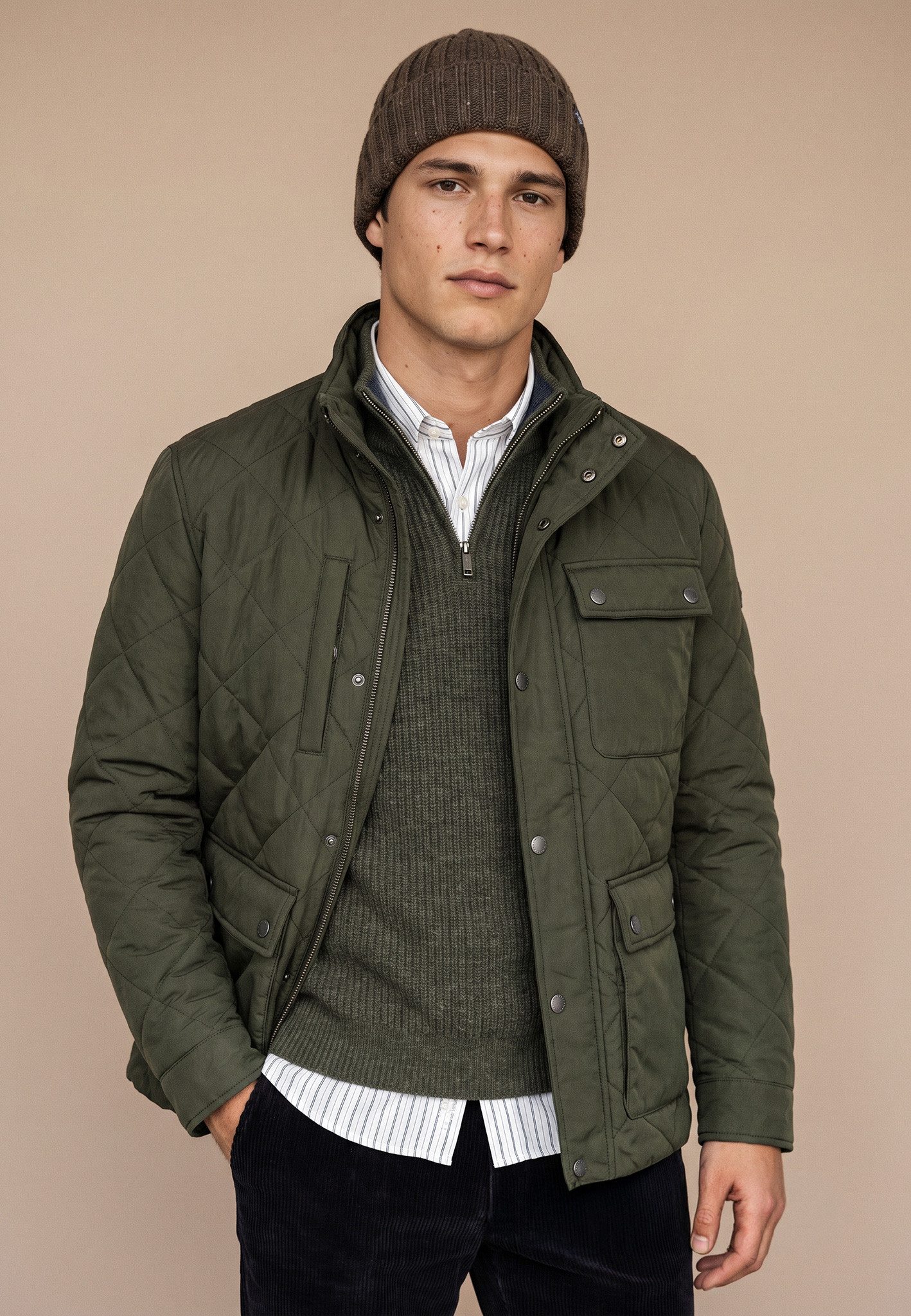 FYNCH-HATTON Cargojacke mit verdecktem Reißverschluss und Stehkragen