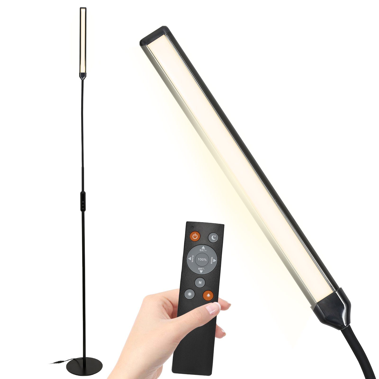 Clanmacy Stehlampe Stehlampe Flexibler Schwanenhals LED Leselampe Stehleuchte Dimmbar Wohnzimmer