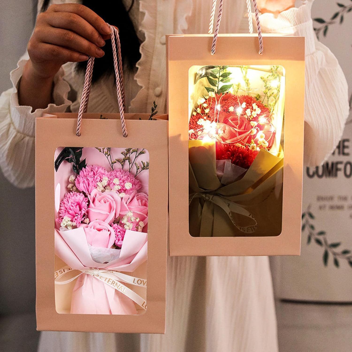 Kunstblume Künstliche Blumen Rosen Geschenkboxen für Hochzeit Muttertag, MOPUEA, Liebevolles Geschenk für besondere Momente
