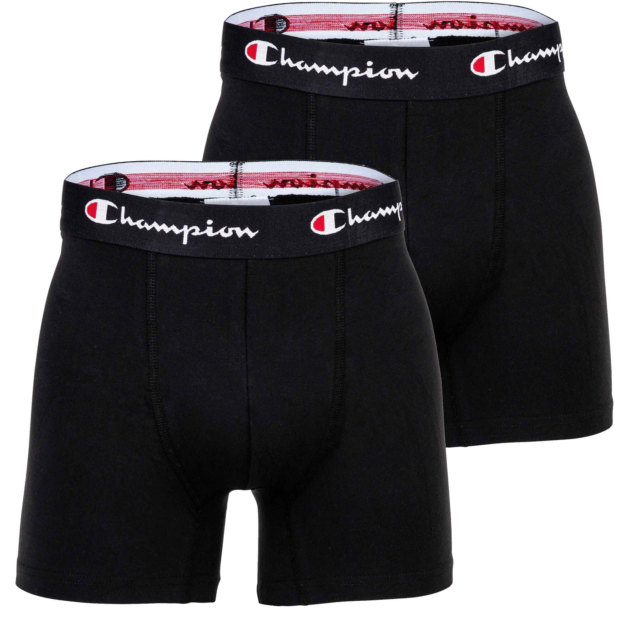 Trunks, -Boxershorts, Herren Boxer Baumwolle Schwarz Pack 2er Champion