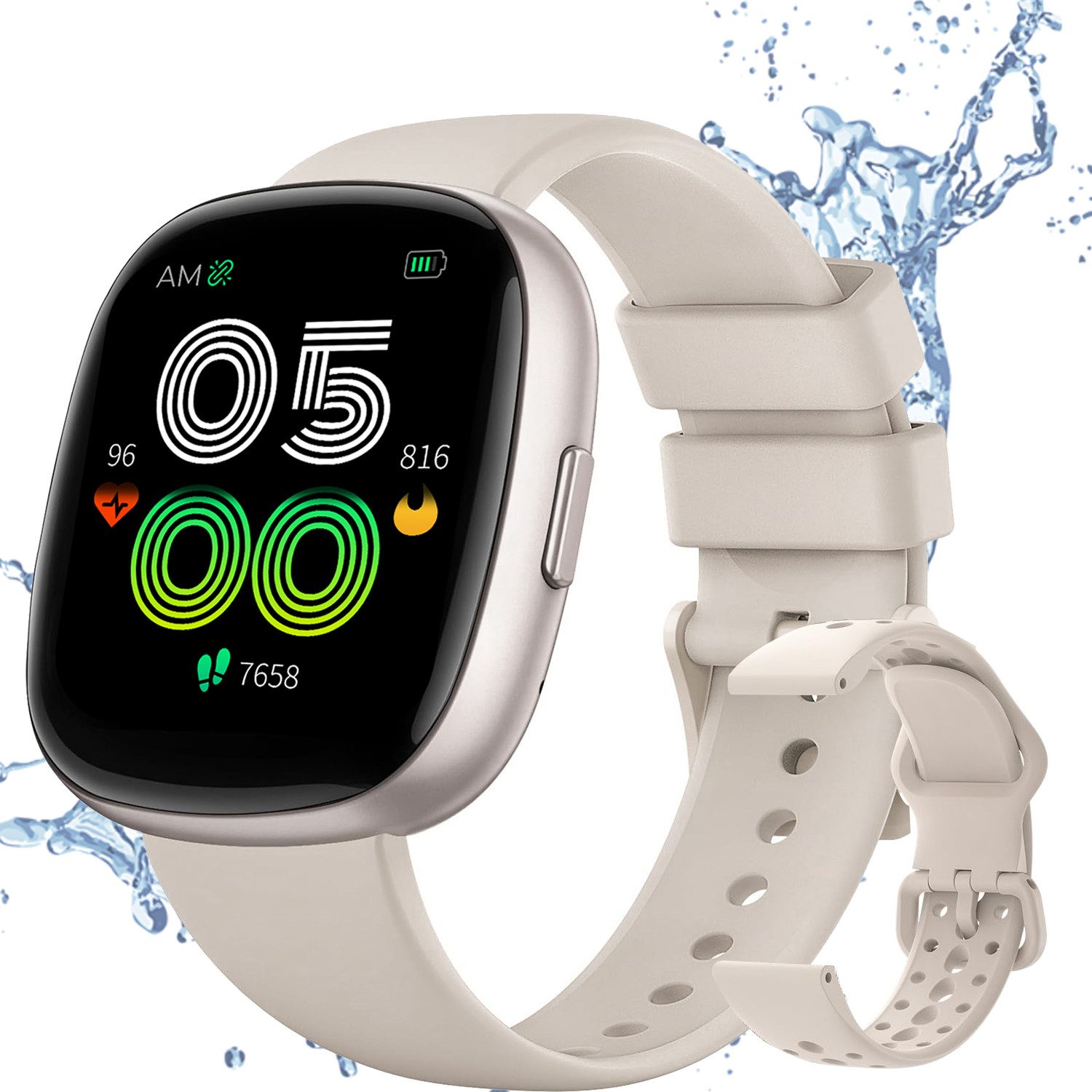 ANYSUN Smartwatch Herren Damen mit Telefonfunktio Sport Smartwatch (1,83 Zoll) mit Pulsmesser SpO2 Schlafmonitor 120+ Sportmodi Schrittzähler, Fitnessuhr 5ATM Wasserdicht&i Smartwatch für Android iOS