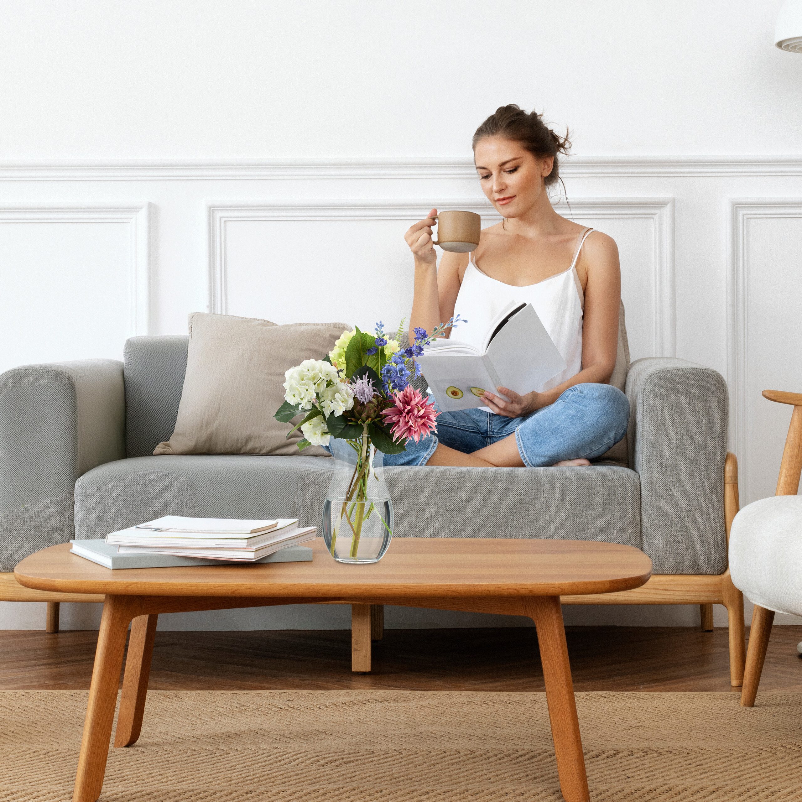 relaxdays Tischvase Blumenvase aus Glas