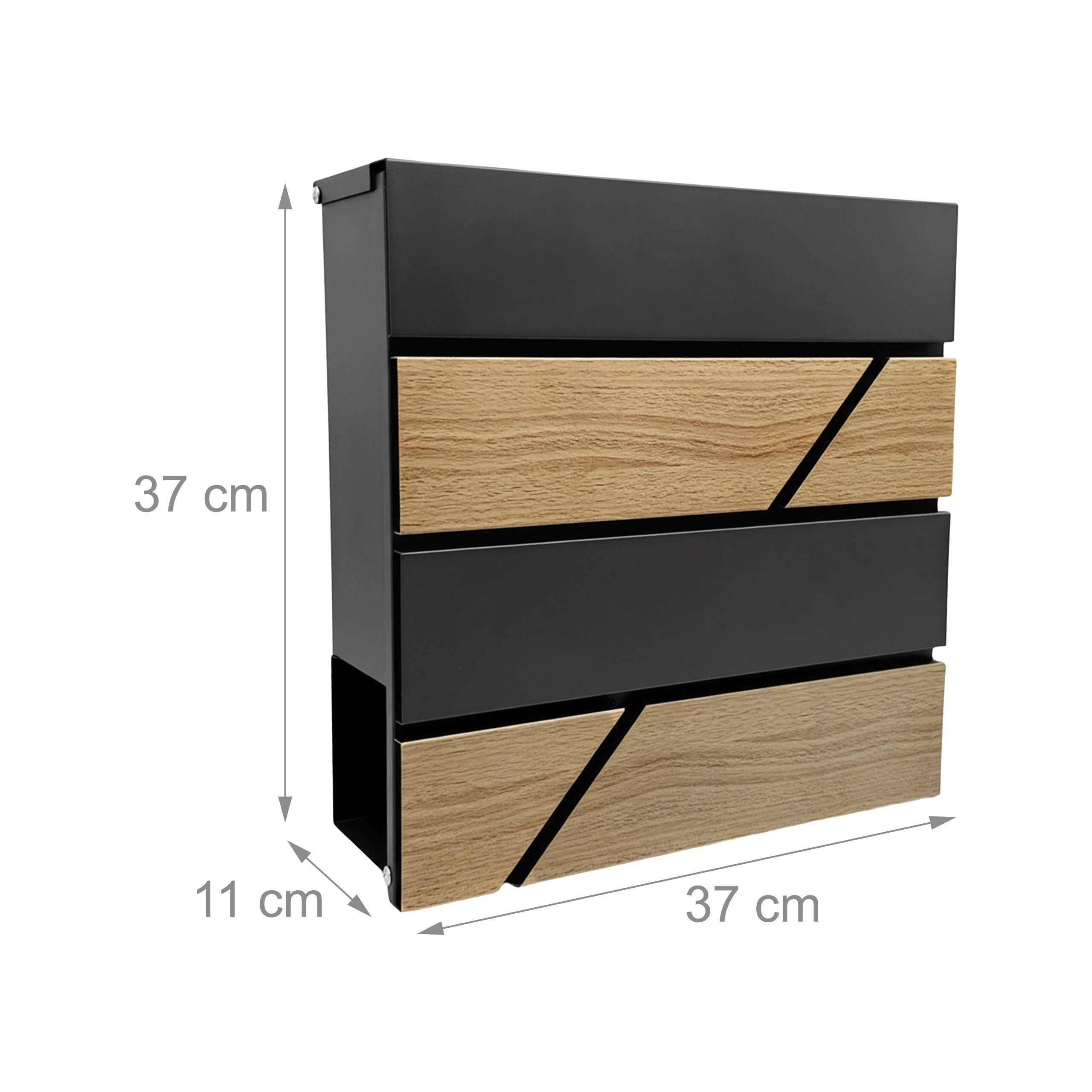 relaxdays Briefkasten Holzoptik mit Zeitungsfach (5-St), Anthrazit – Bild 4 von 5