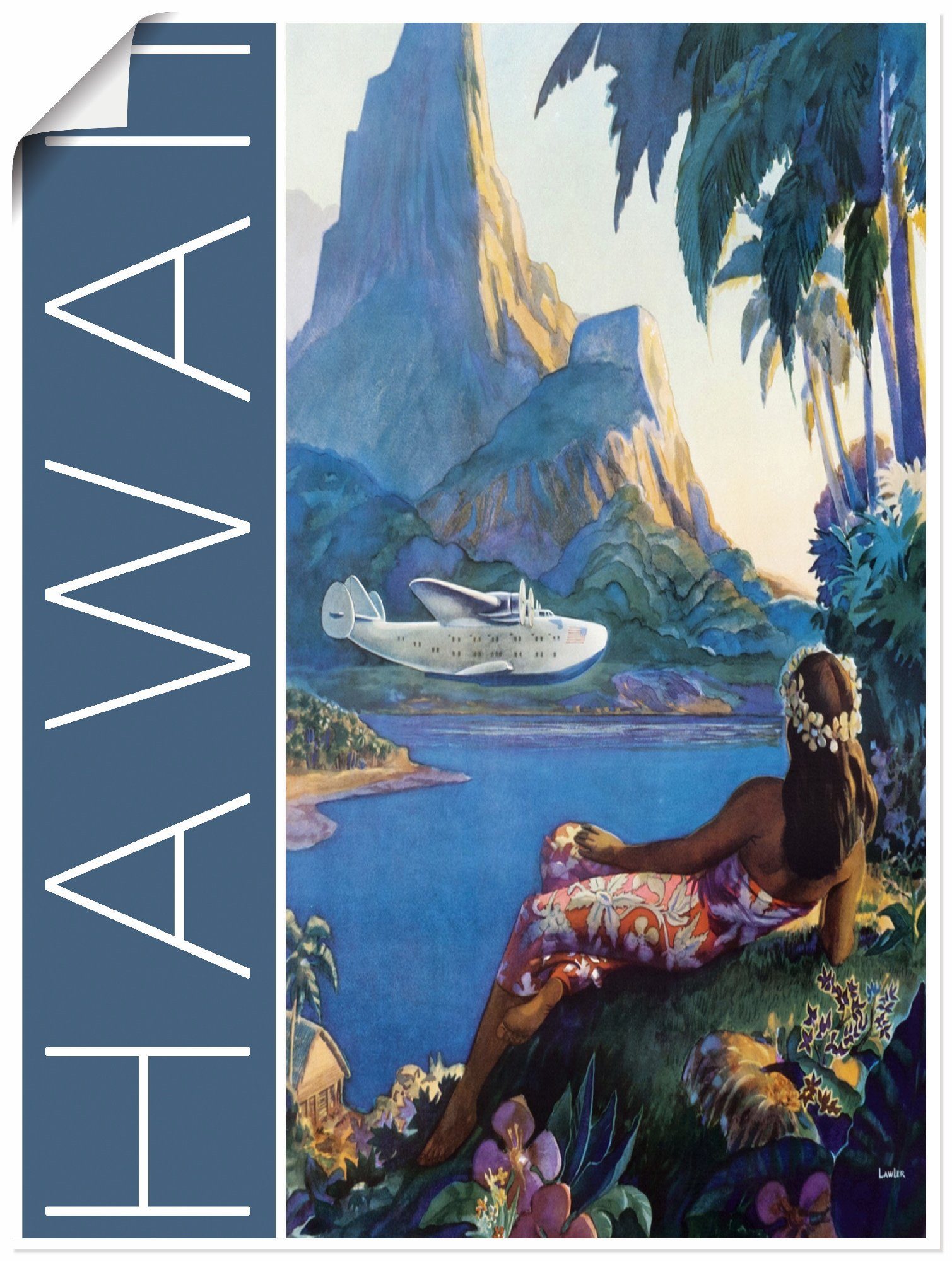 Artland Poster Hawaii Vintage Reiseplakat, Amerika (1 St), ohne Rahmen