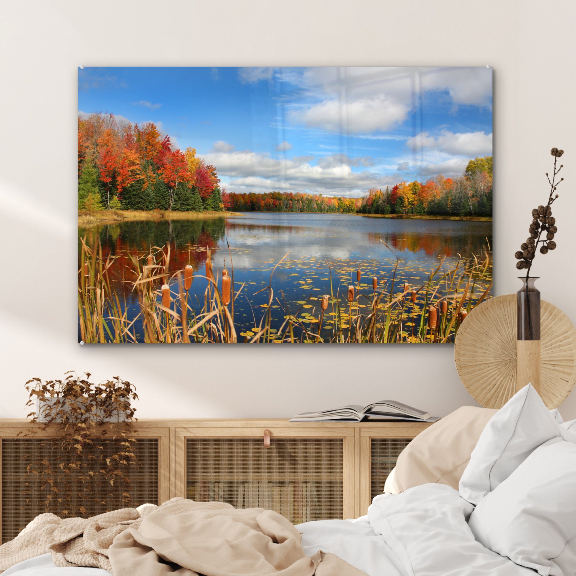 Acrylglasbilder in & Acrylglasbild MuchoWow Schlafzimmer Wohnzimmer Wisconsin, Herbst (1 St),