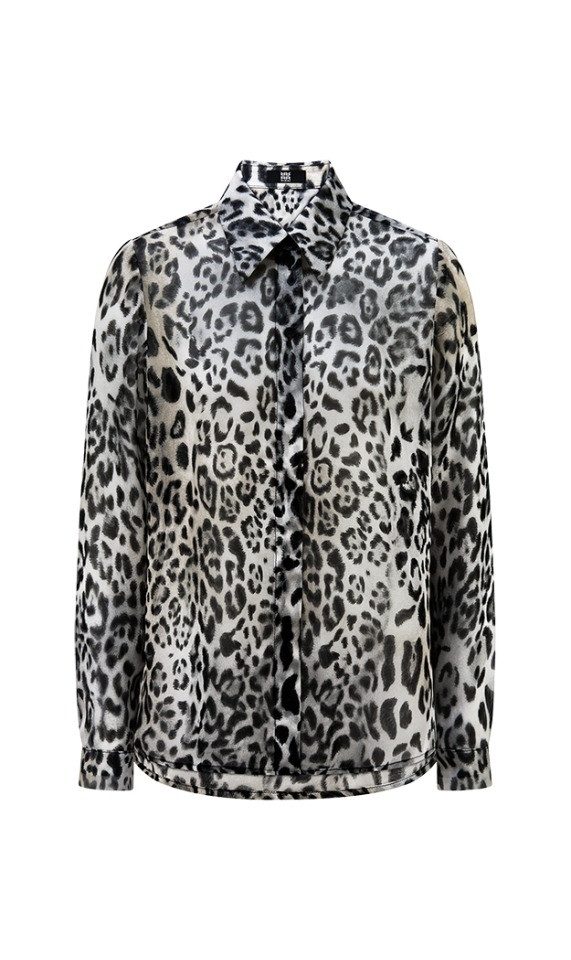 Blusentop Hemdbluse mit Leo-Design - Modern Fit