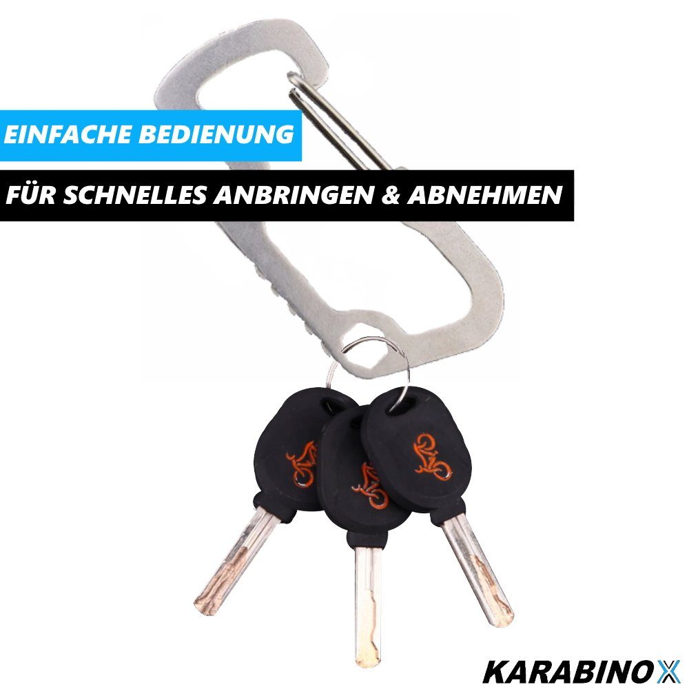 MAVURA Karabiner KARABINOX Werkzeug Edelstahl (Schraubendreher), Flaschenöffner Clip Karabiner, Multifunktions Ringverschluss Multitool D-Schnalle Werkzeugkarabiner