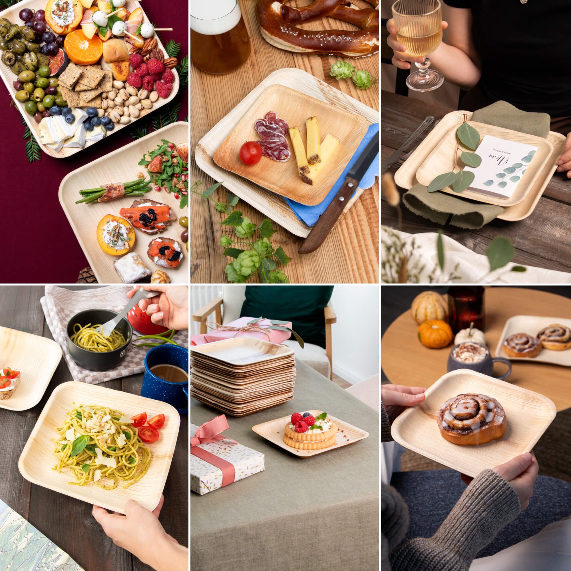 wisefood Einwegteller Palmblatt-Teller, quadratisch, 20 x 20 cm, (25 St)