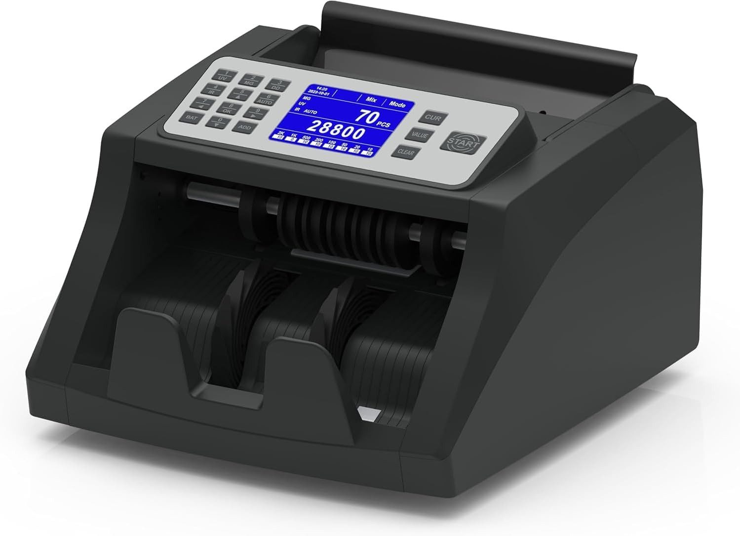 Securina24 Banknotenzähler Geldzählmaschine Wertzähler für Einzelsorten Banknotenzähler