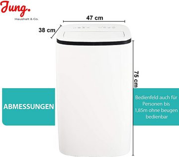 JUNG Klimagerät TV07 mobile Klimaanlage mit Fernbedienung 4,1 KW, mobiles Klimagerät, 14000BTU leise, Abluftschlauch, Timer Airconditioner Luftkühler Mobil