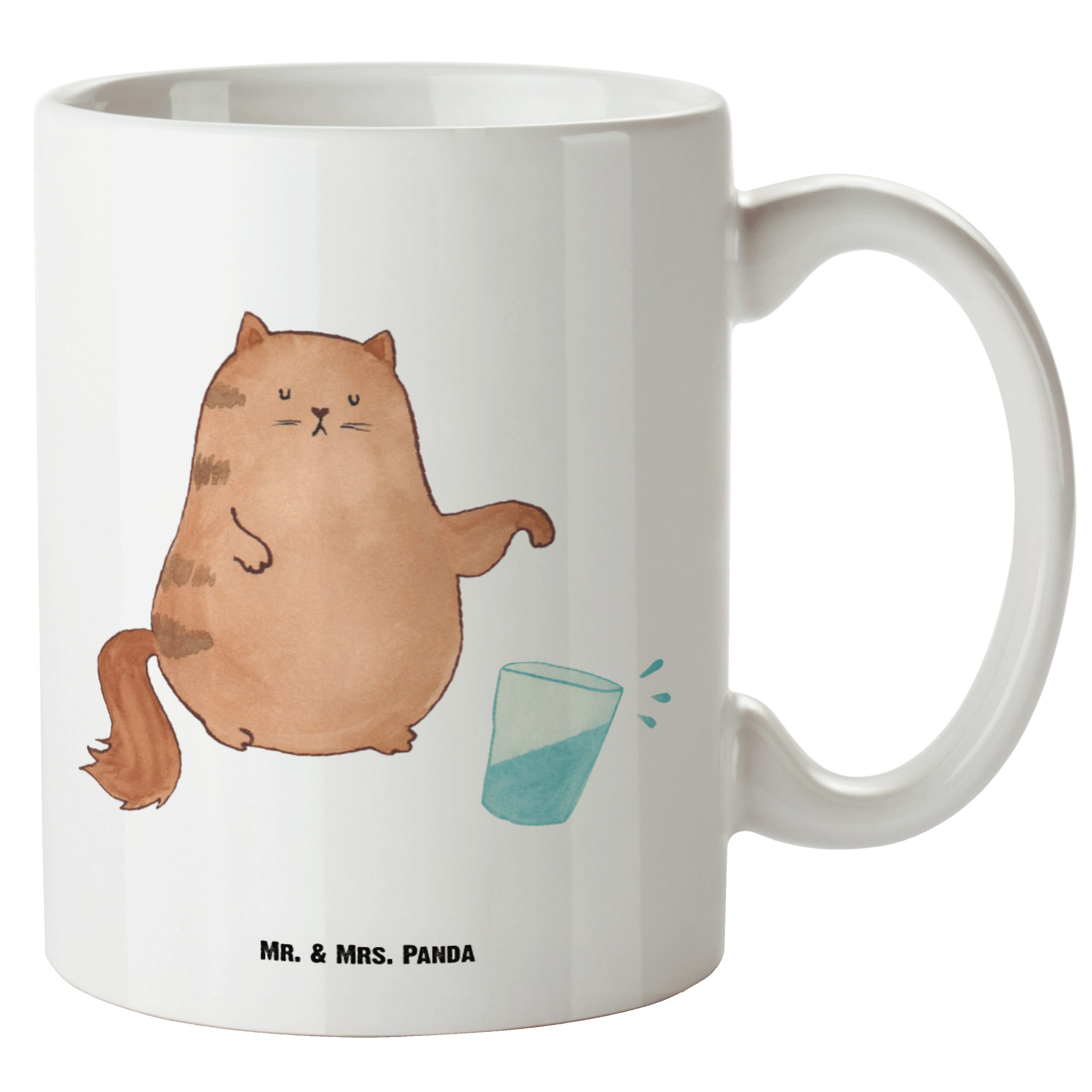 Mr. & Mrs. Panda Tasse Katze Wasserglas - Weiß - Geschenk, Katzendeko, Cat, Große Tasse, Ju, XL Tasse Keramik | Tassen