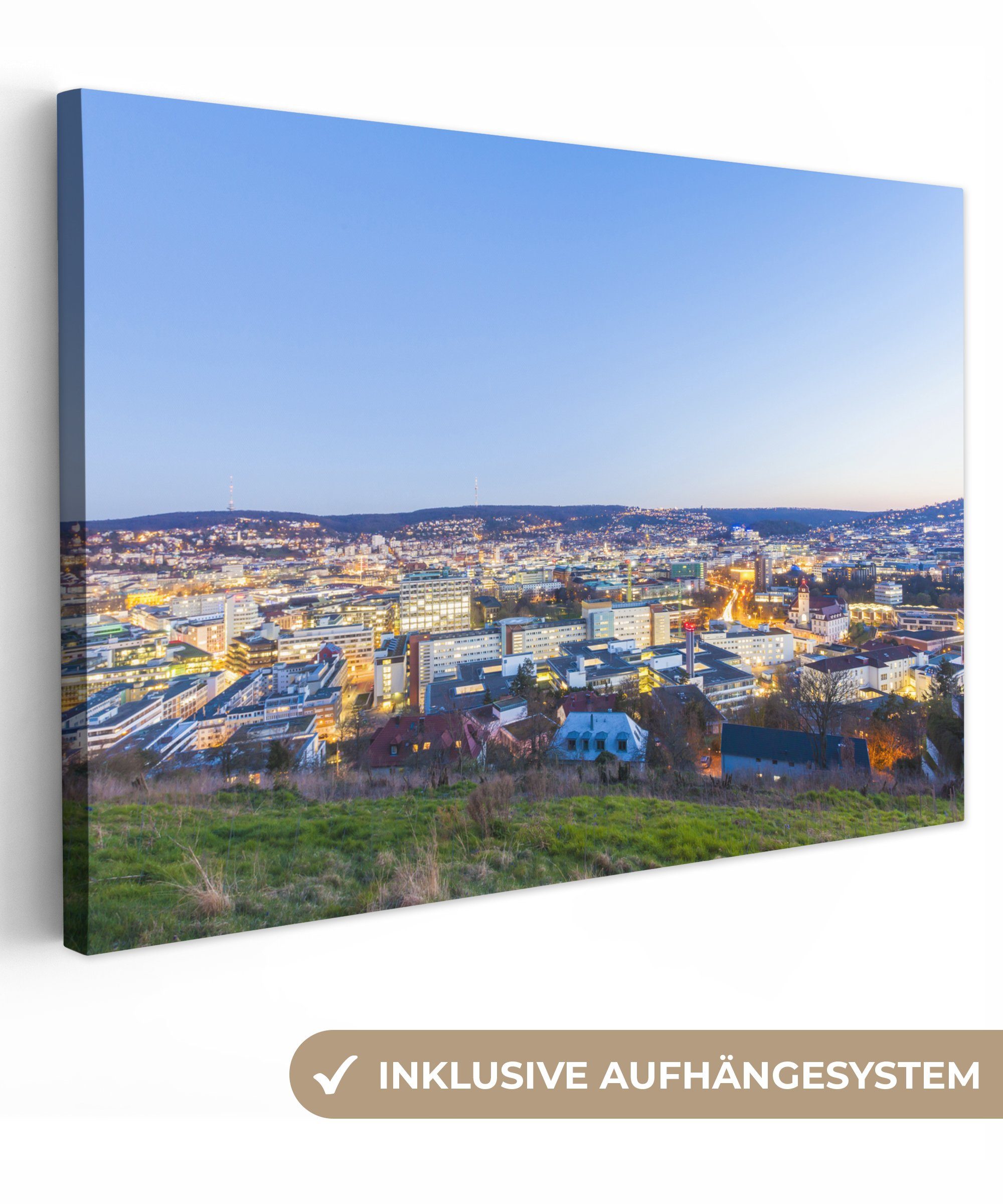 OneMillionCanvasses® Leinwandbild Stadtbild von Stuttgart, (1 St), Wandbild Leinwandbilder, Aufhängefertig, Wanddeko, 30x20 cm