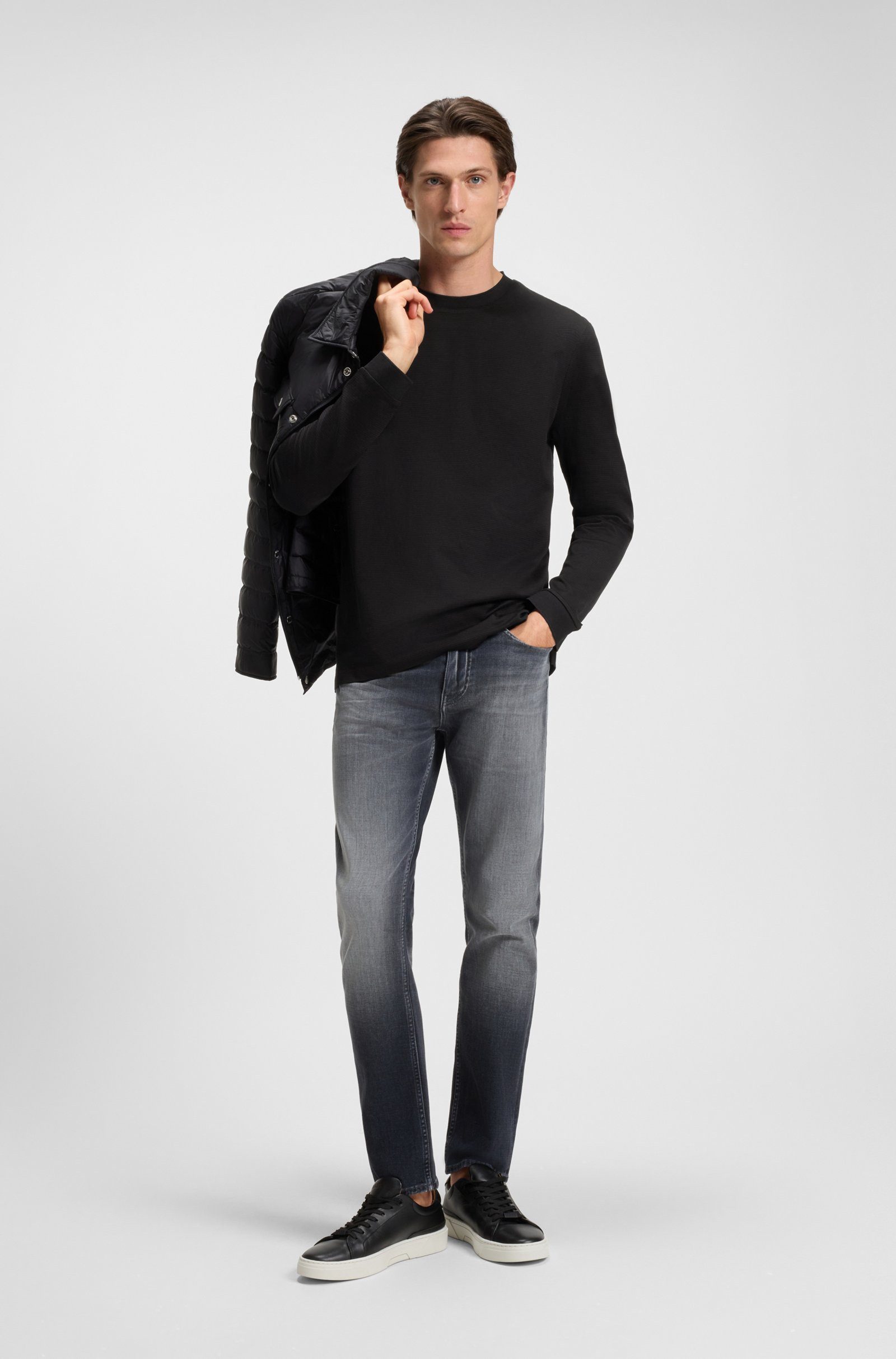 BOSS Langarmshirt Talley mit Mikromuster (1-tlg., keine Angabe)