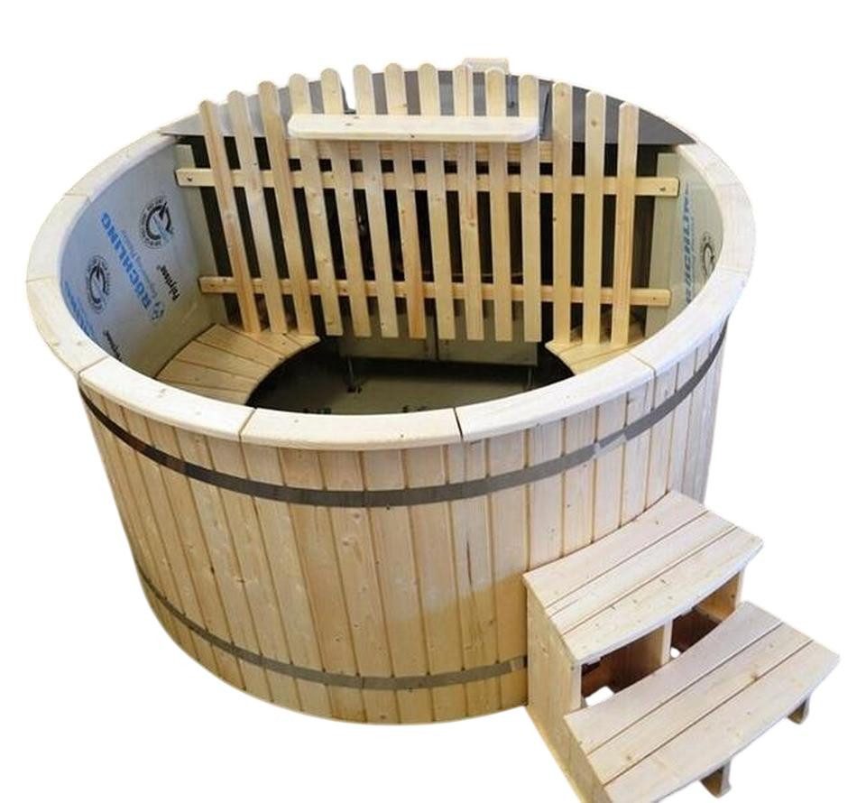 JVmoebel Whirlpool-Badewanne Brauner Outdoor-Spa Hot Tub aus Holz - Whirlpool Badefass, Made in Europe