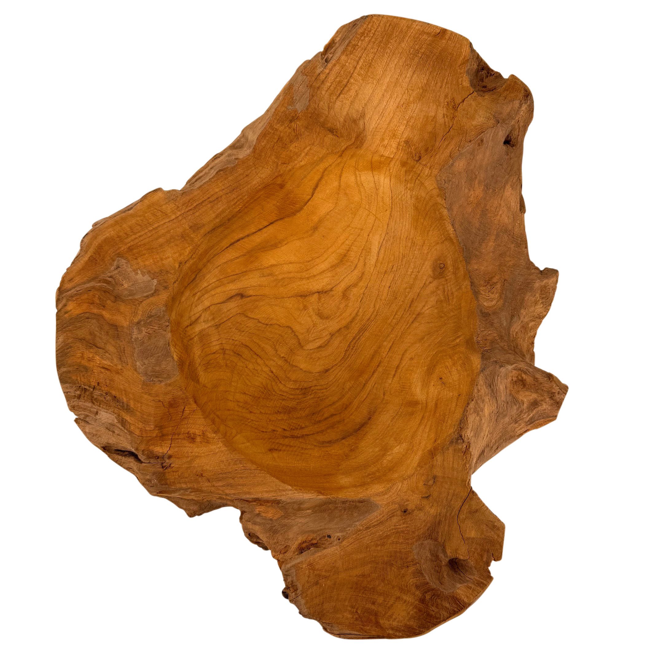 Online-Fuchs Dekoschale XL aus Teakholz, Obstschale - Dekoration für Wohnzimmer & Küche (jede Schale ein Unikat, 40 bis 45 cm groß), massives Teakholz, rustikal – Bild 5 von 5