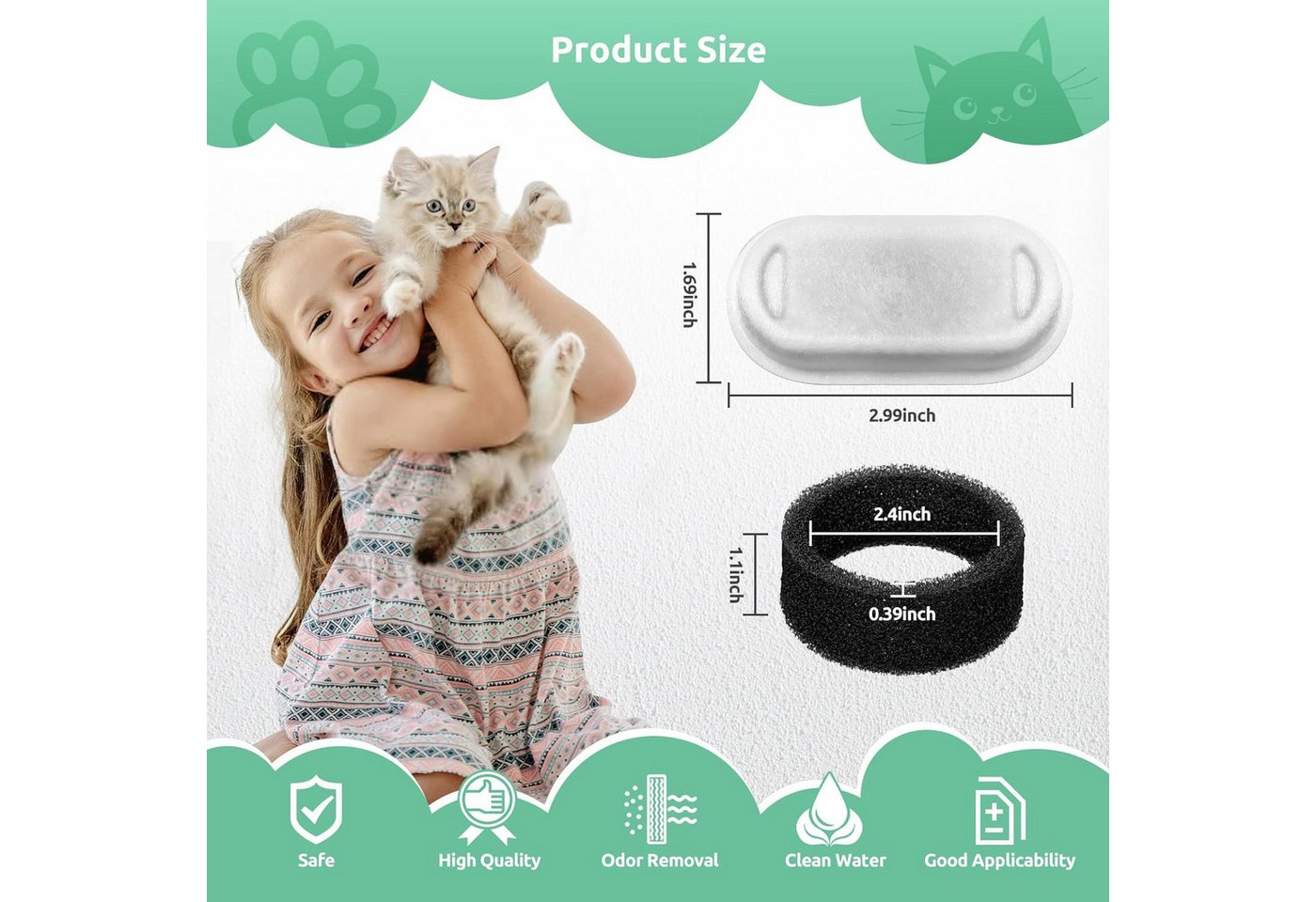 Thumbnail - RWEUOQ Trinkbrunnen Katzenbrunnen Filter, 20 Stück Ersatzfilter Für Trinkbrunnen, Wasserfilter Passend für 2L/3.2L/4L Tr...