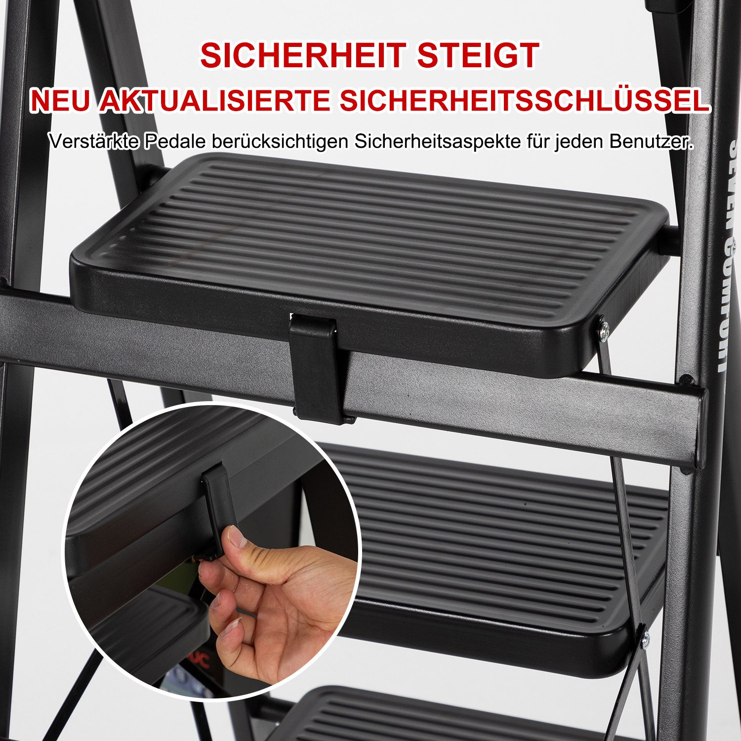 FOXSPORT Stehleiter ARK09, Trittleiter, Haushaltsleiter 3-5 Stufen, Klappleiter, Multifunktionsleiter, Arbeitsleiter klappbar, bis 150 kg, stabil