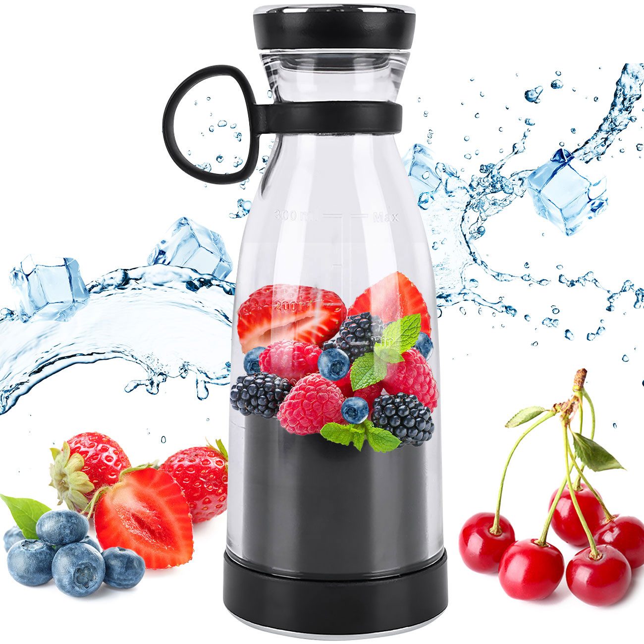 shop'n smile ideoon Smoothie-Maker Vitamin-Kick Mixer mit Akku, trendig, kompakt & leistungsstark, 120 W, 300ml, für unterwegs & Fitness