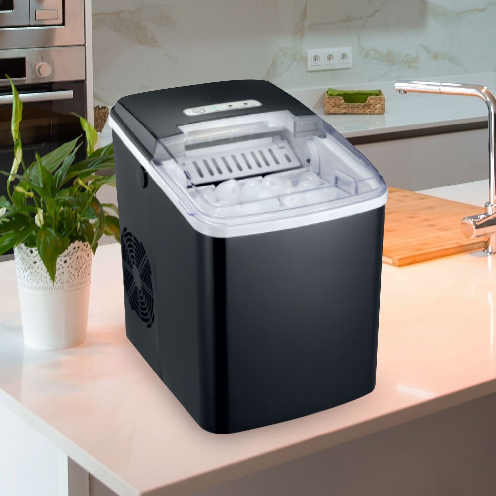 MELISSA Eiswürfelmaschine, Eiswürfel Maschine schwarz 1,85l Ice Cube Maker Leise 120W LED Anzeige