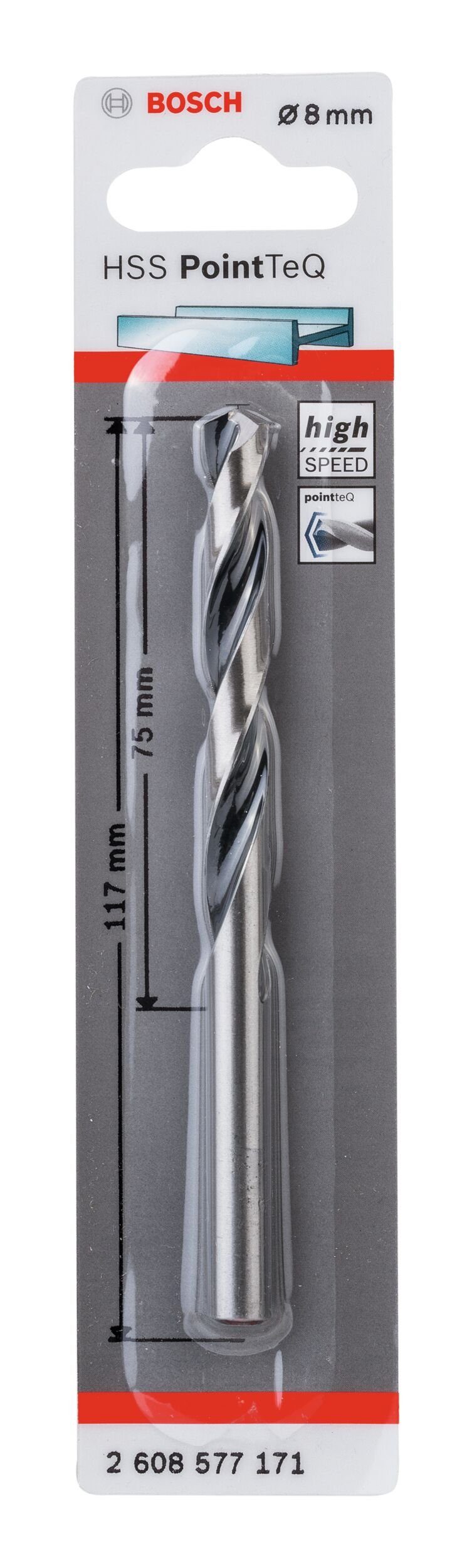 mm 8 HSS (DIN 338) - Metallspiralbohrer PointTeQ 1er-Pack Metallbohrer, BOSCH -