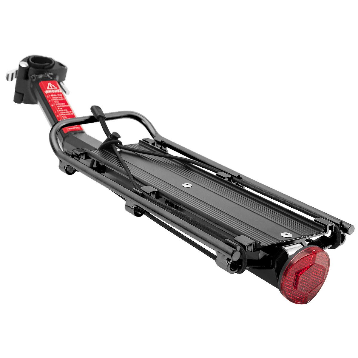 MidGard Fahrrad-Gepäckträger für Sattelstütze aus Aluminium, mit Reflektor für E-Bike MTB Rennrad, verstellbar für 24 - 29 Zoll Fahrräder, belastbar bis maximal 9 kg