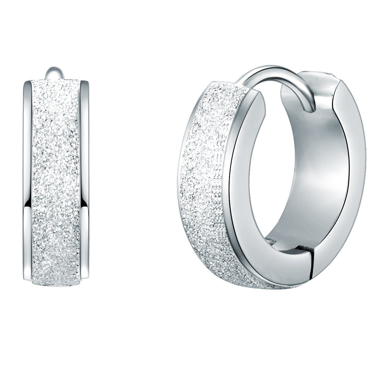 Paar Creolen Ohrschmuck aus Edelstahl, in Silber