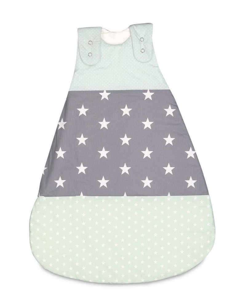 ULLENBOOM ® Babyschlafsack Baby Schlafsack 56/62 (0 bis 4 Monate) Mint Grau (Made in EU), Mitwachsender Schlafsack für Frühling, Herbst & Winter