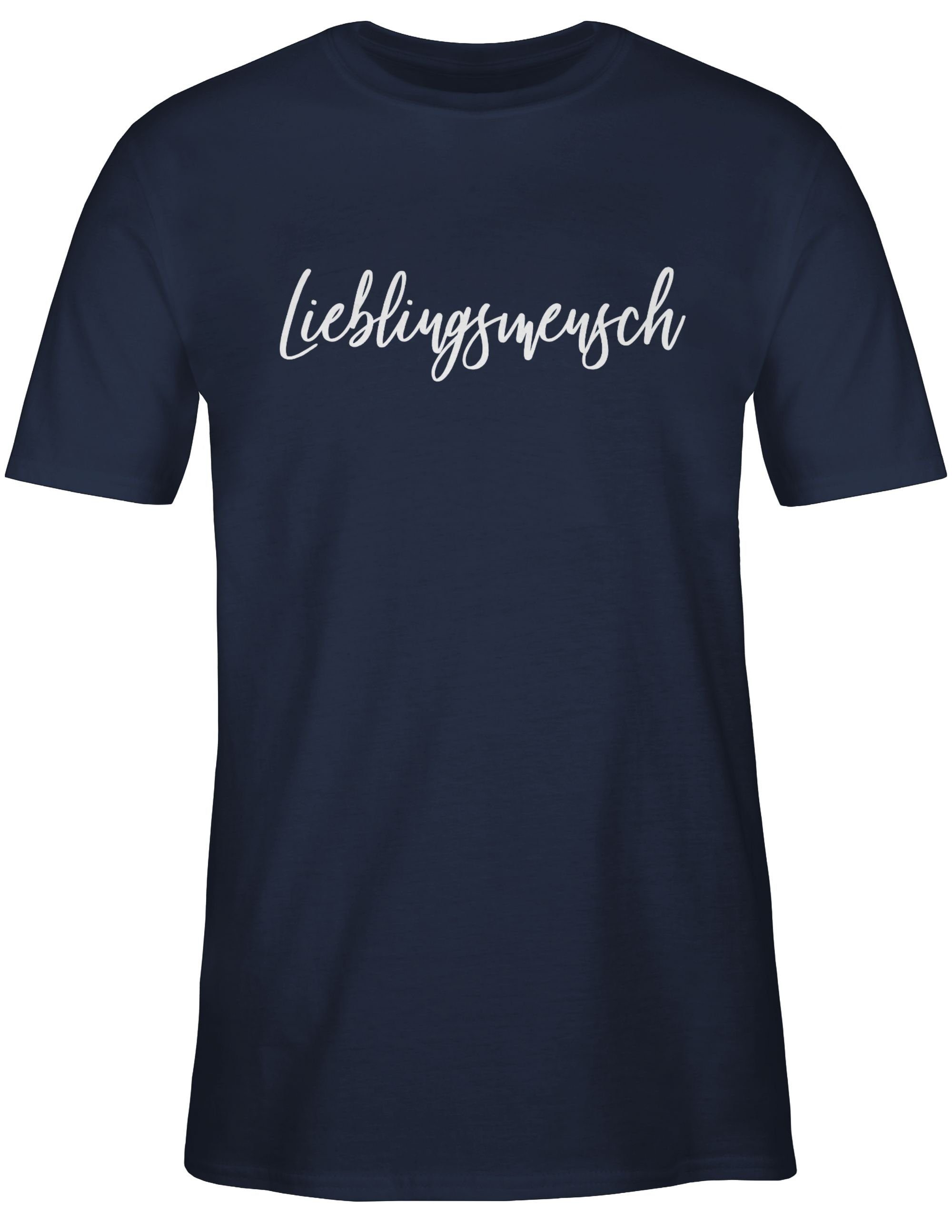 Shirtracer T-Shirt Liebe Lieblingsmensch Valentinstag Blau 02 Weiß Partner Navy