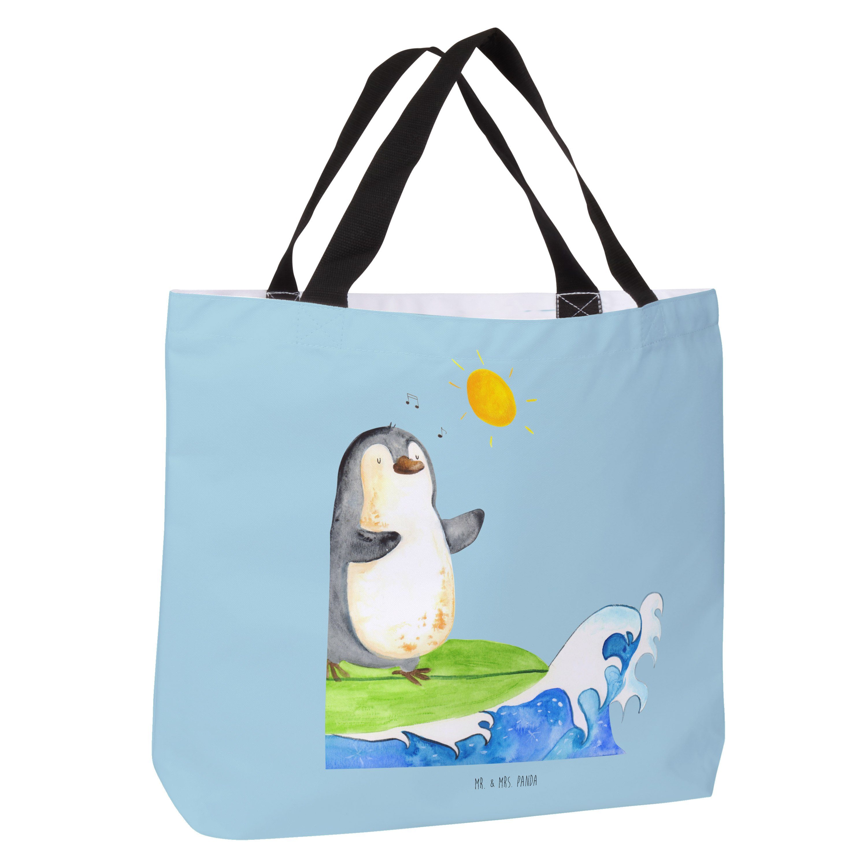 Einkaufsbeutel, Mr. Surfer Pinguin (1-tlg) Geschenk, Panda Portugal Shopper Mrs. Hawaii, & - - Eisblau
